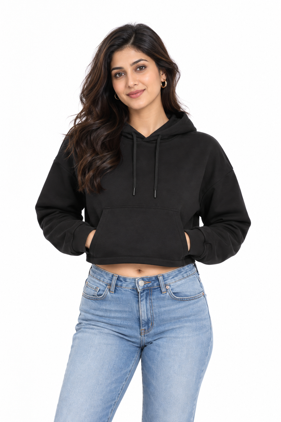 Plain Essential Cropped Hoodie