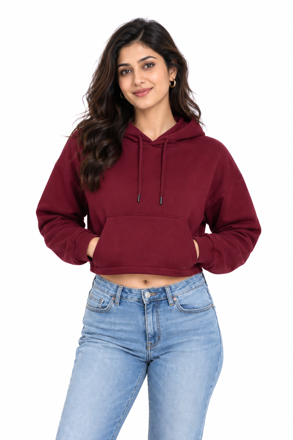 Plain Essential Cropped Hoodie